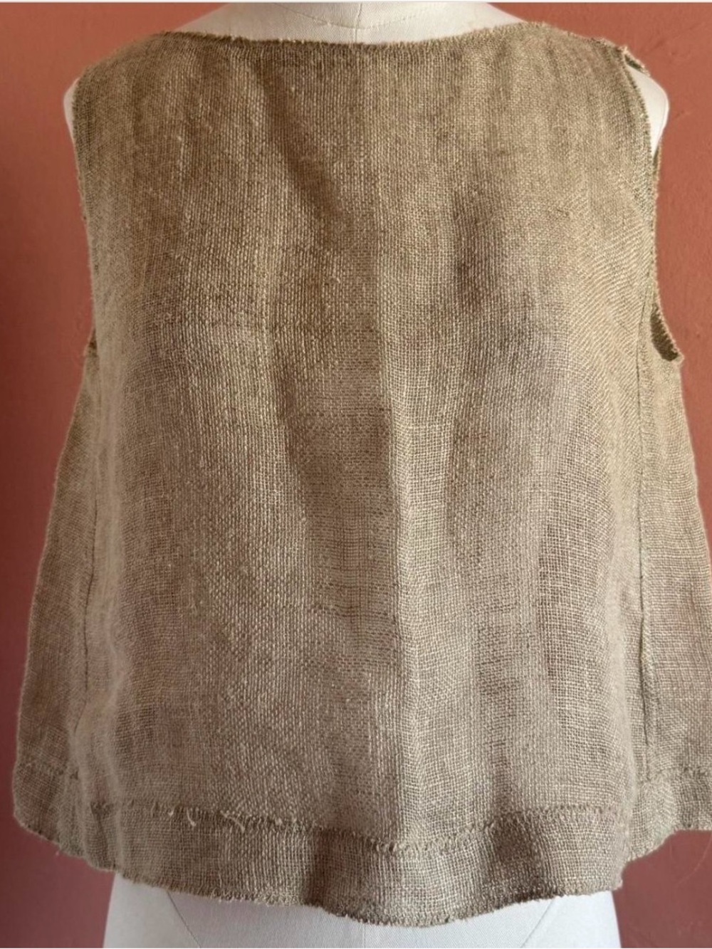 Vintage Fendi Natural Beige Linen Blend Sleeveless Top